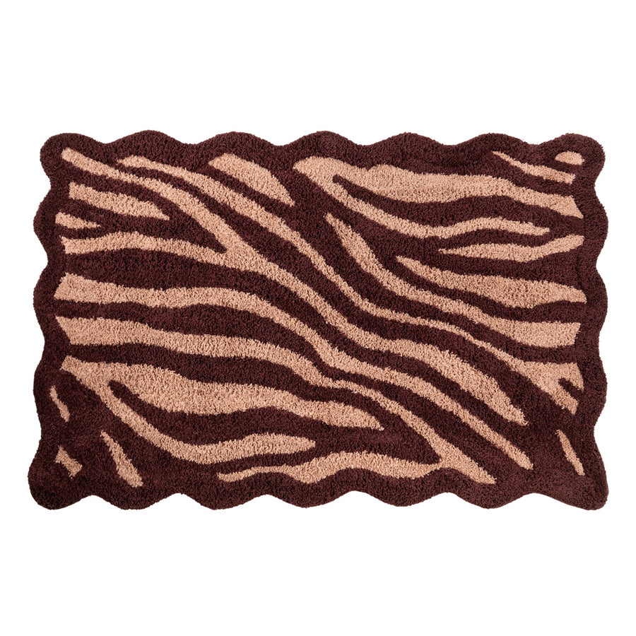 By-Boo Fantaisie vloerkleed met zebradessin en golvende rand