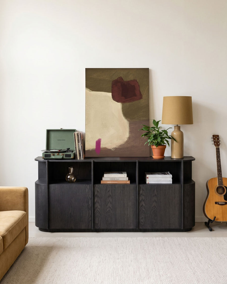Dressoir Oslo 203 cm – eiken & eikenfineer zwart