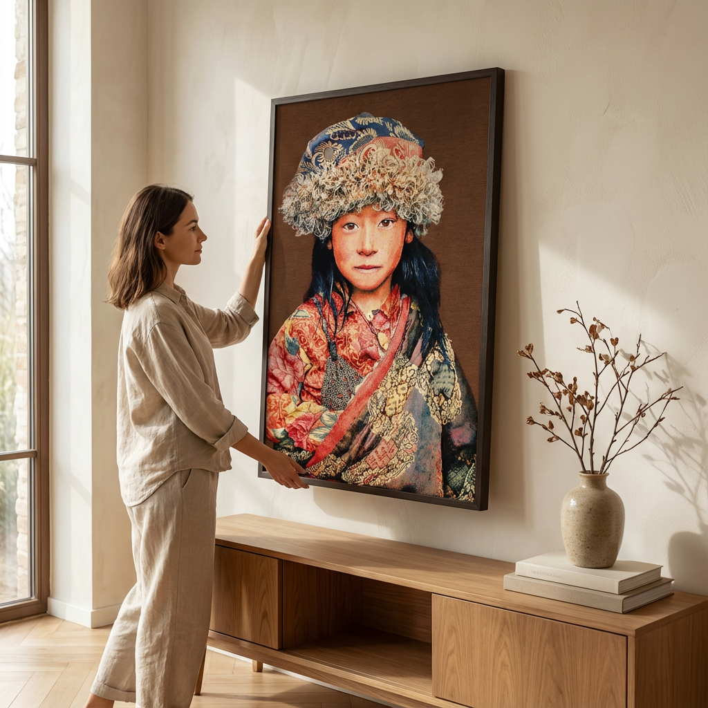 Tibetan Child Taupe met lijst