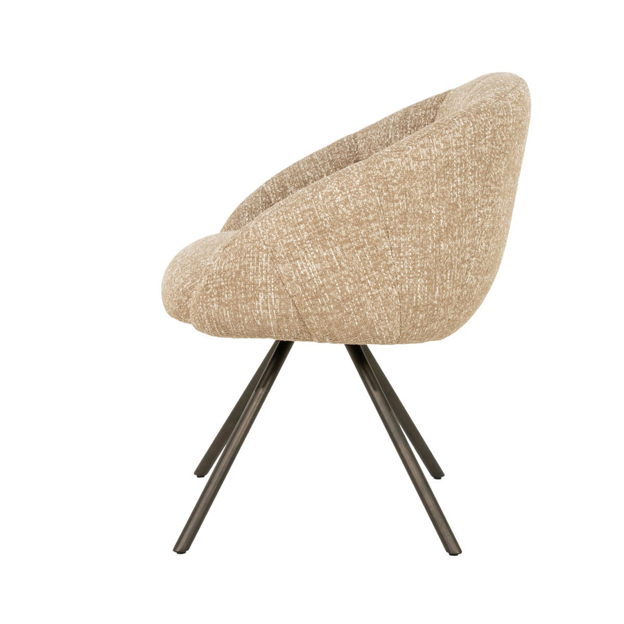 Stoel Tara – stof, foam & staal taupe Punto