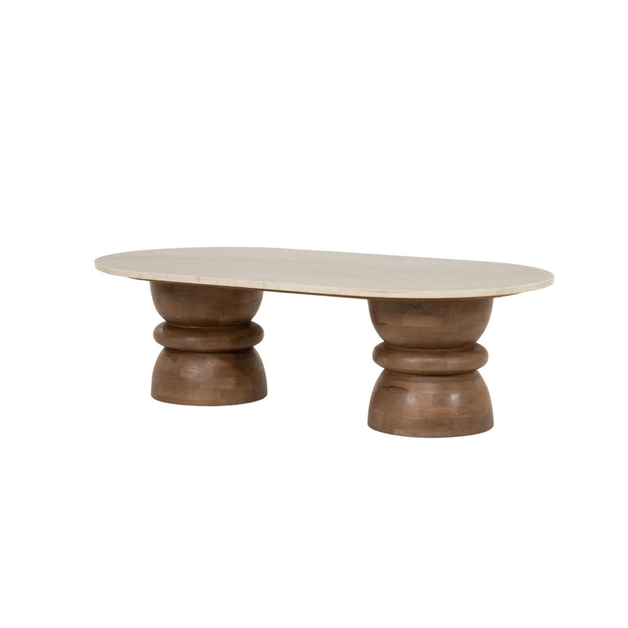 Salontafel Pippa – mangohout & Botochino marmer