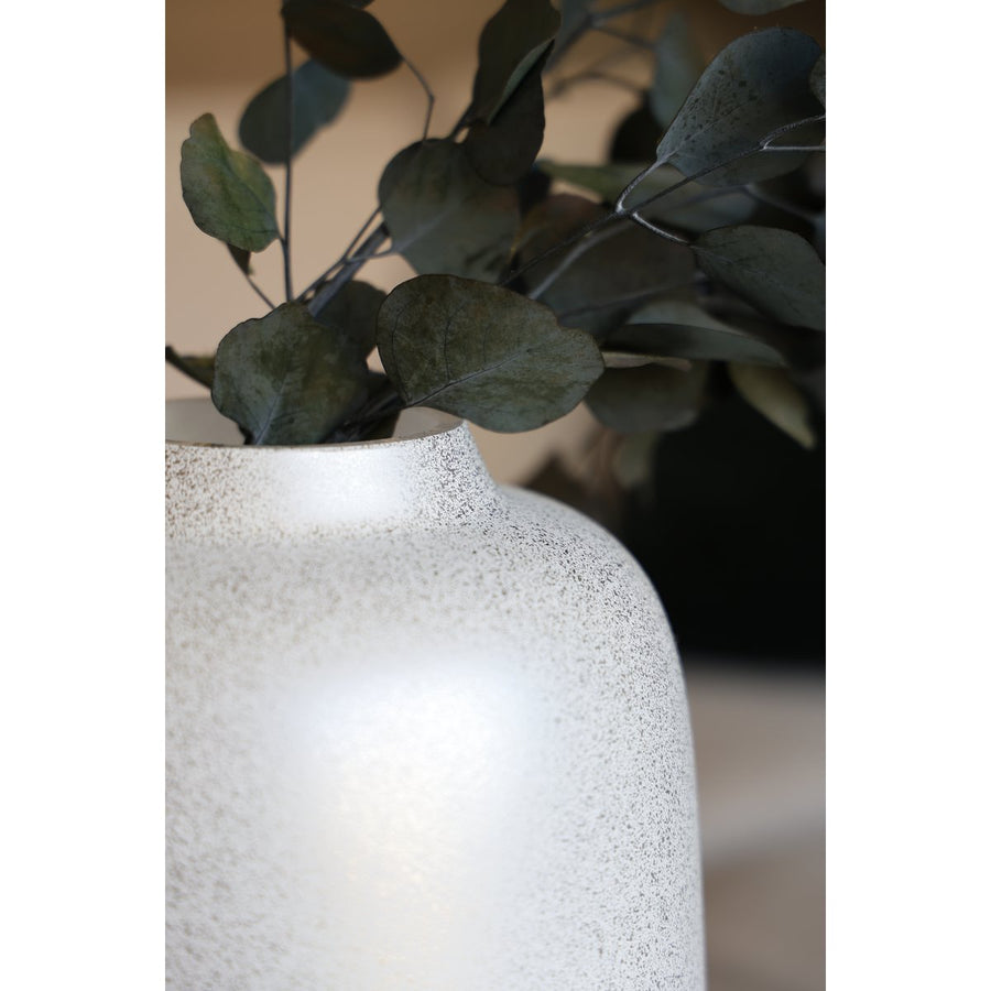 Artic Sparkle Silver vaas – Mondgeblazen zilveren vaas met glitter