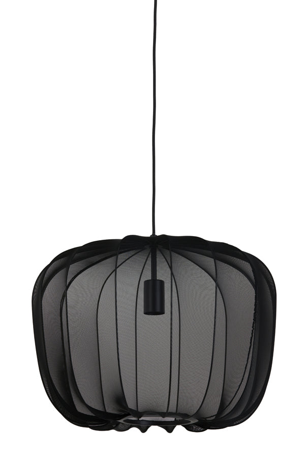 Plumeria Hanglamp – Metaal & Textiel – Zwart/Zand