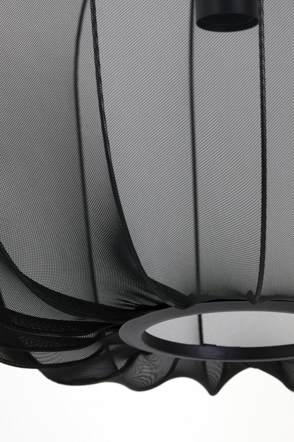 Plumeria Hanglamp – Metaal & Textiel – Zwart/Zand