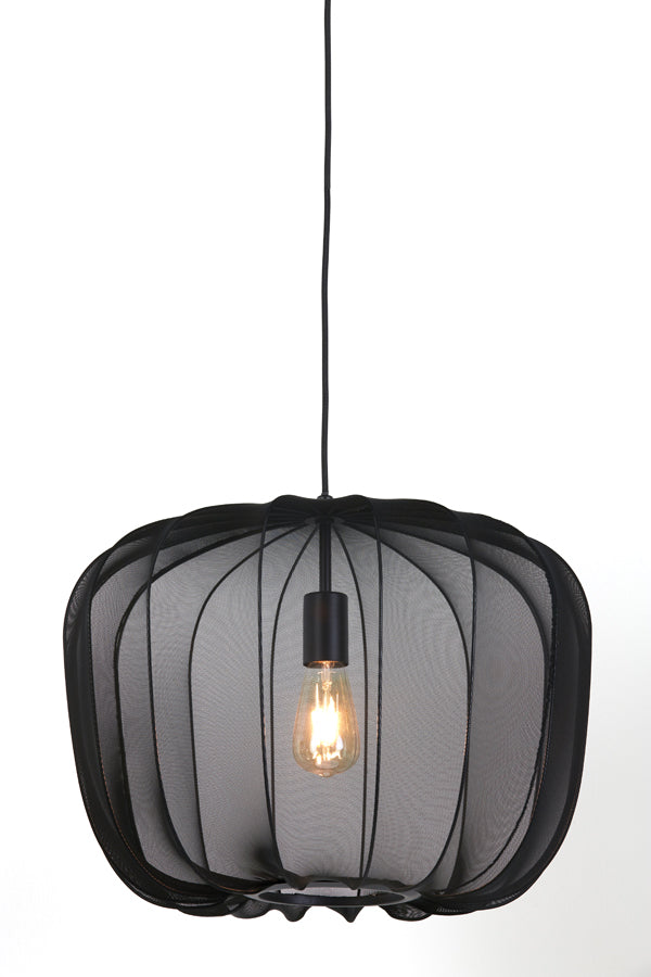 Plumeria Hanglamp – Metaal & Textiel – Zwart/Zand