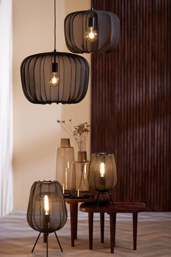 Plumeria Hanglamp – Metaal & Textiel – Zwart/Zand