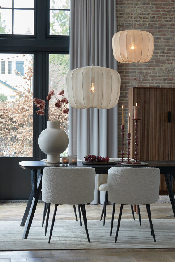 Plumeria Hanglamp – Metaal & Textiel – Zwart/Zand