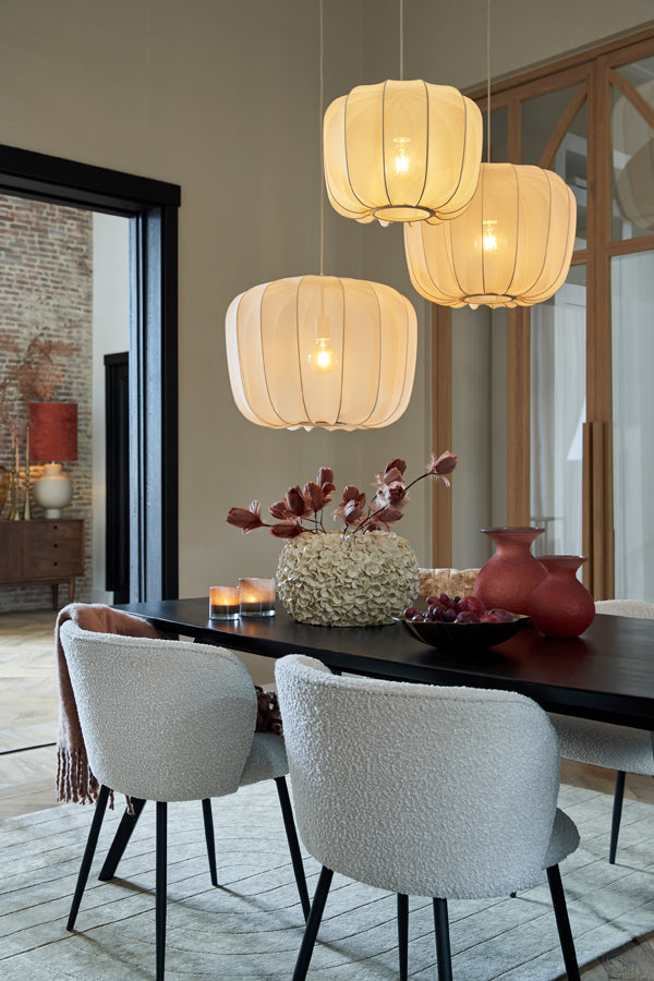 Plumeria Hanglamp – Metaal & Textiel – Zwart/Zand