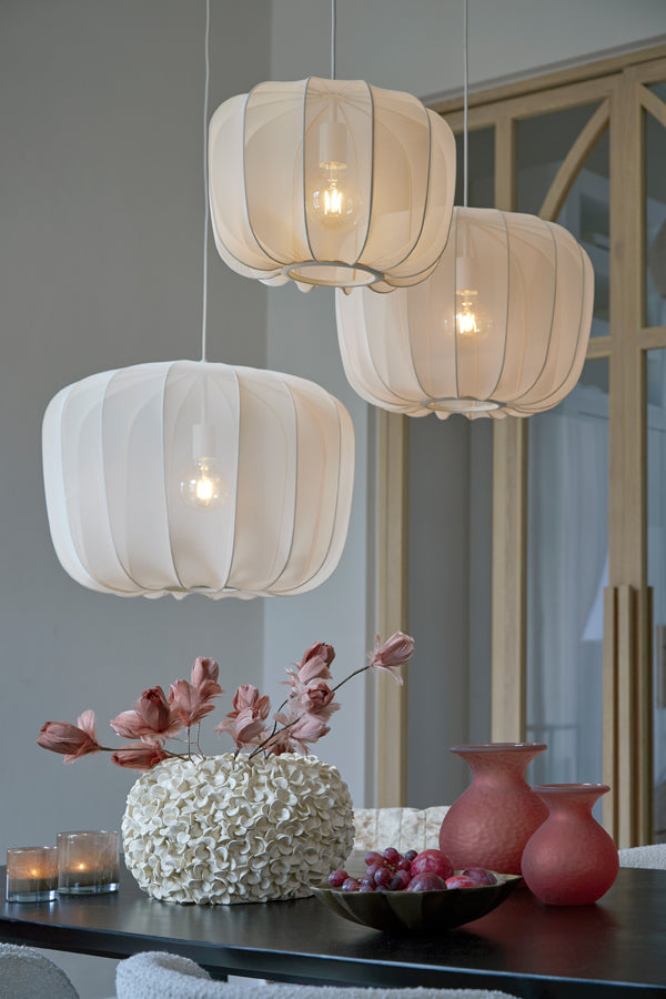 Plumeria Hanglamp – Metaal & Textiel – Zwart/Zand