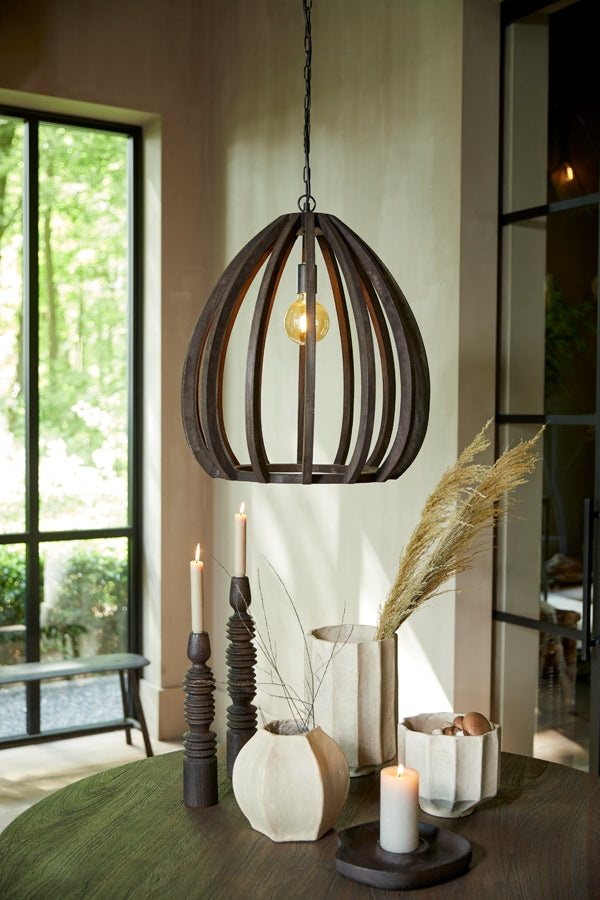 Light & Living Hanglamp Barsia Mangohout Donkerbruin