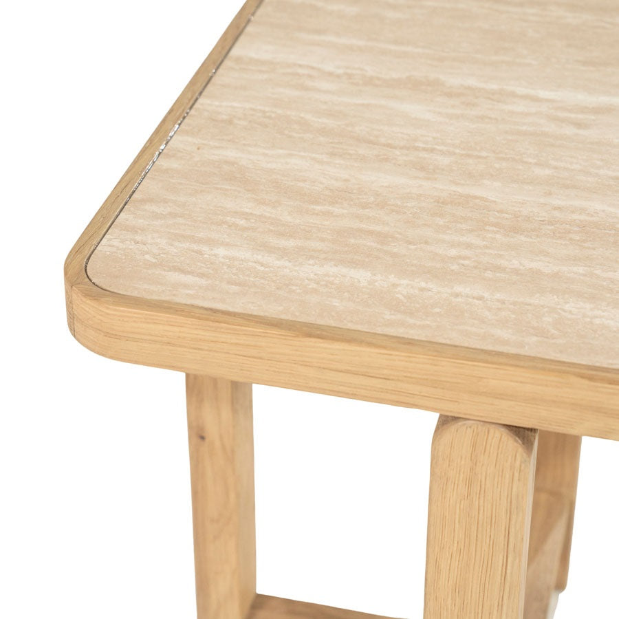 Bijzettafel Vidar – eikenhout & travertin