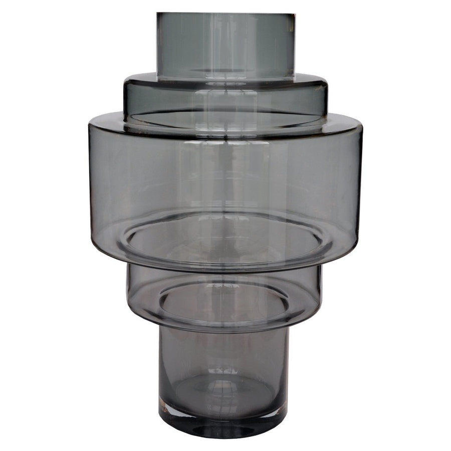 Kasai Grey vaas – Mondgeblazen dik grijs glas Ø23/33 x H35/50 cm