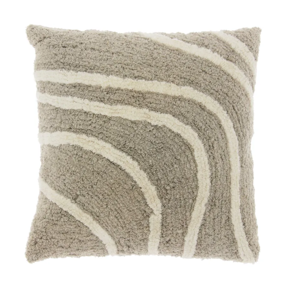 Sierkussen Bouclé Grijs met Crème Patroon 45x45 cm