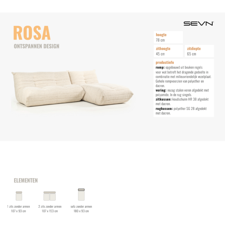 Togo Stijl Lounge Bank Rosa – Modulair Op Maat Samenstellen
