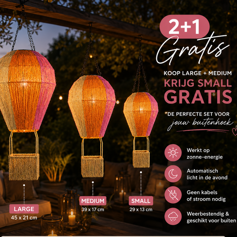 Solar luchtballon lamp – Hangende solar tuinlamp voor tuin & balkon