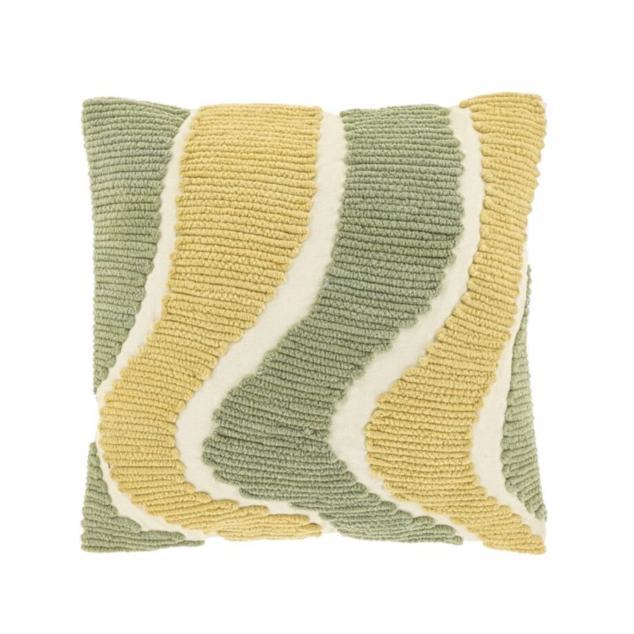 Sierkussen Saliegroen Wave Patroon 45x45 cm