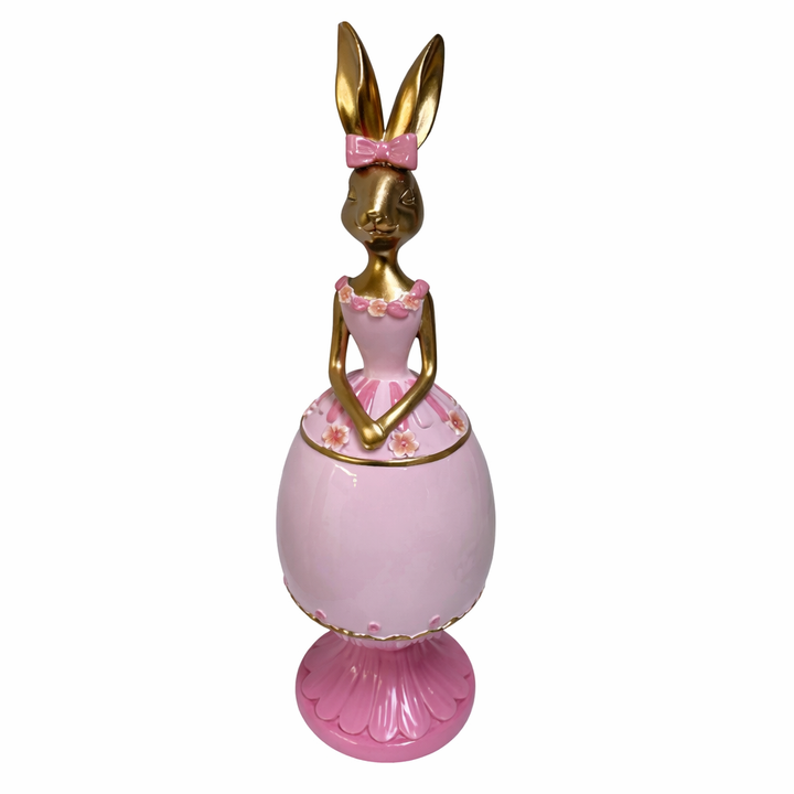 Paas Haas Ei Goud/Roze met Strik – 33,5 cm