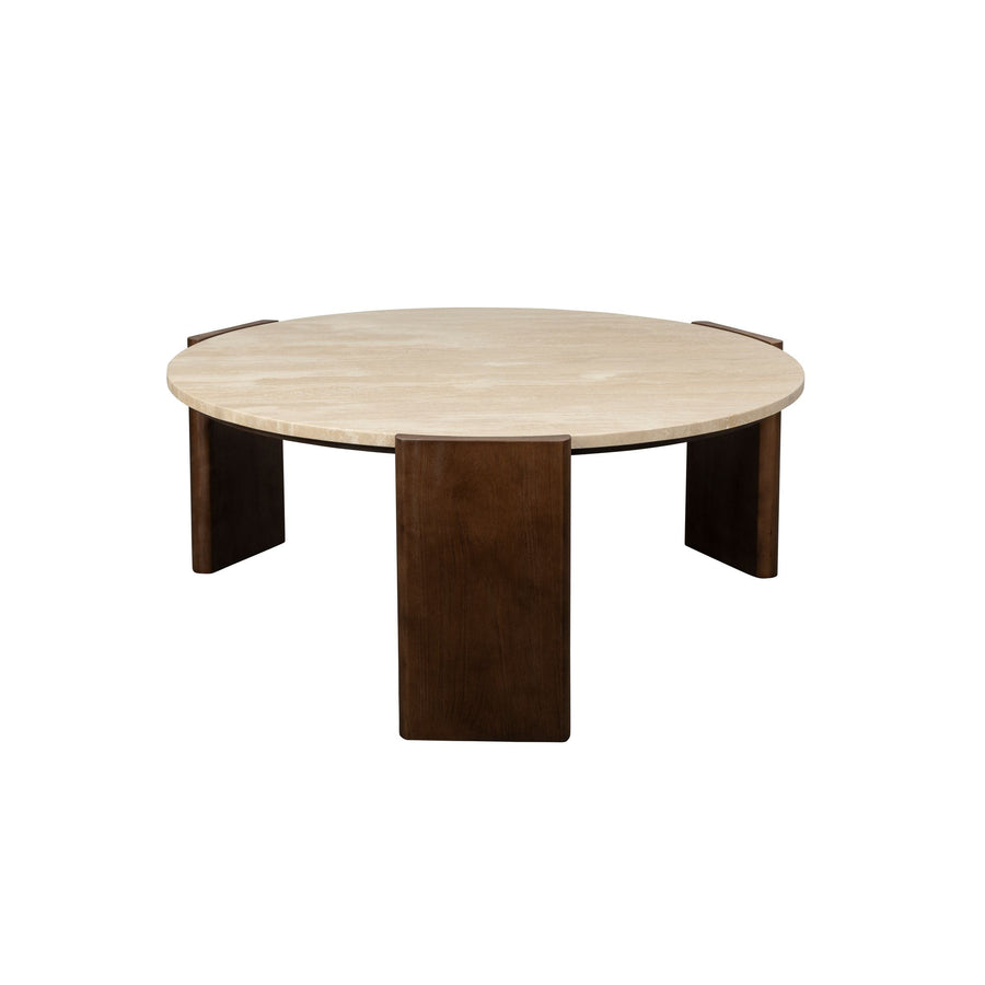 Ronde salontafel travertin 90 cm bruin – Dutchbone Valcour