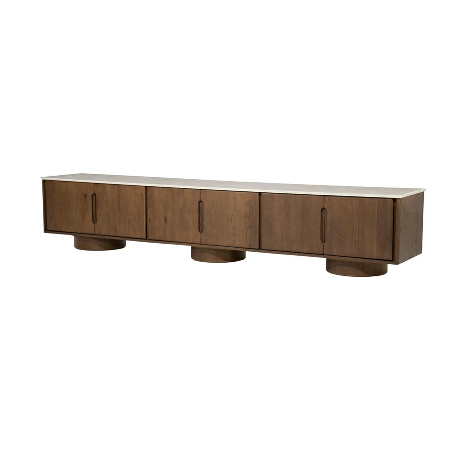 TV-meubel Leandro 250 cm 6 deuren – eikenfineer & keramiek