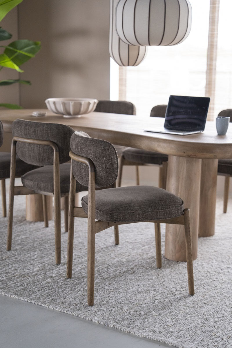 Stoel Rune bruin – stof & eikenhout bruin Serene