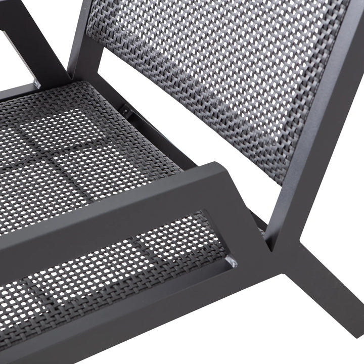 WOOOD PEM TUIN FAUTEUIL MET ARMLEUNING ALUMINIUM ZWART