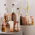 Wood-ARLES VAAS GLAS MET STREEP NATUREL