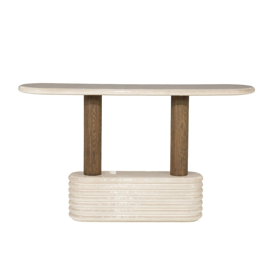 Sidetable Kyan – beton, eiken & metaal beige
