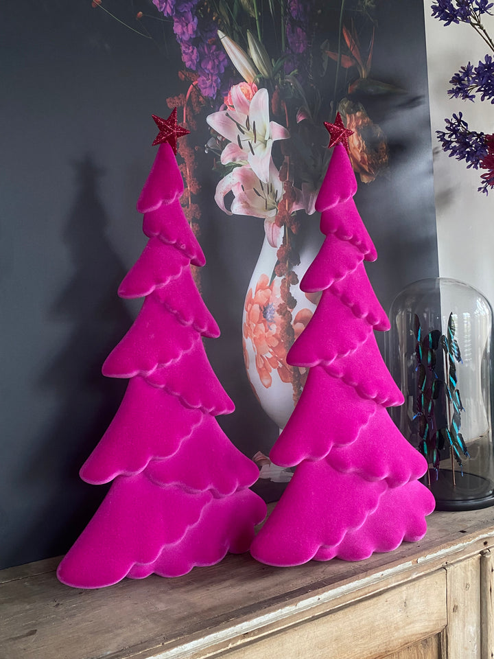 Roze velvet kerstboom 67x34cm