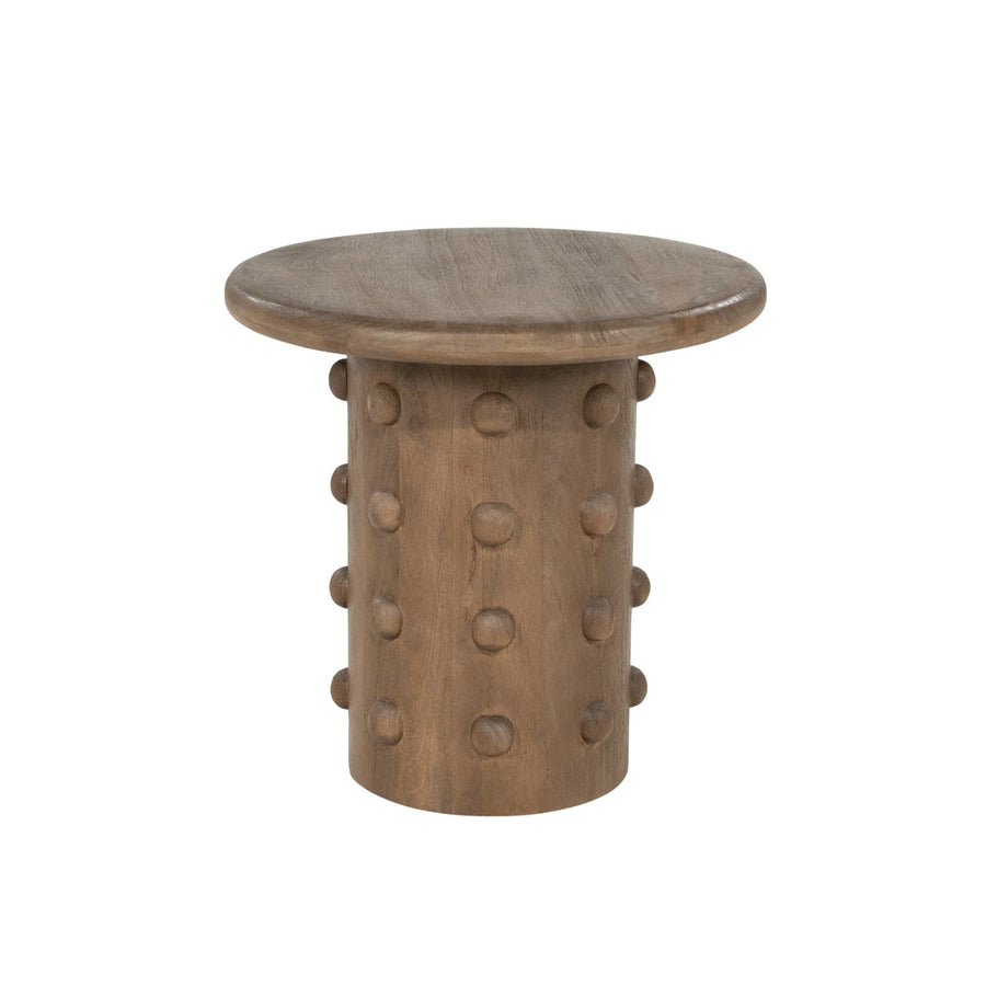 Bijzettafel PopDot mangohout met noppen