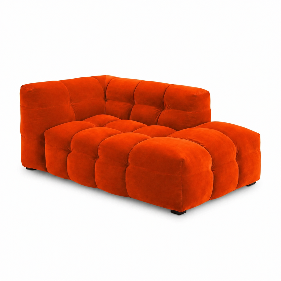 Velvet Chaise Longue – Luxe Ronde Design Ligbank | Royal Orange