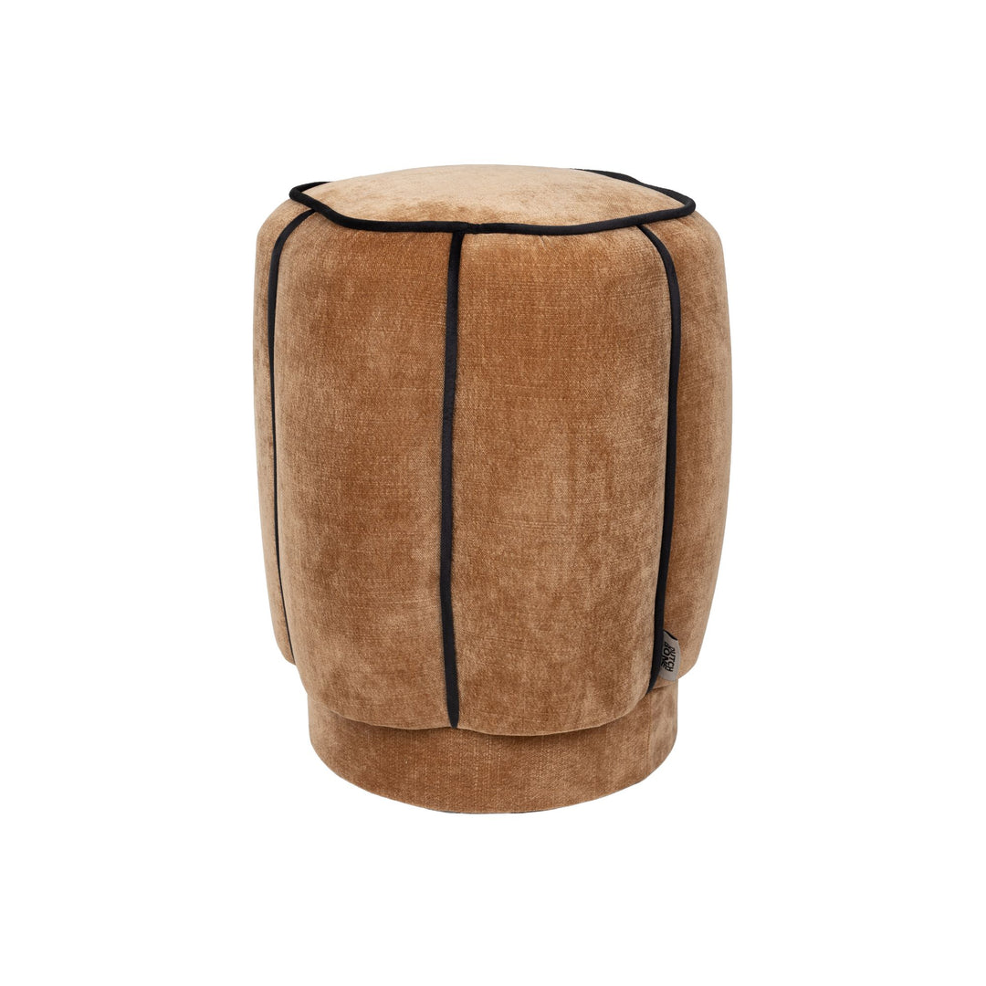 Ronde poef 40 cm velours lichtbruin – Dutchbone Donna