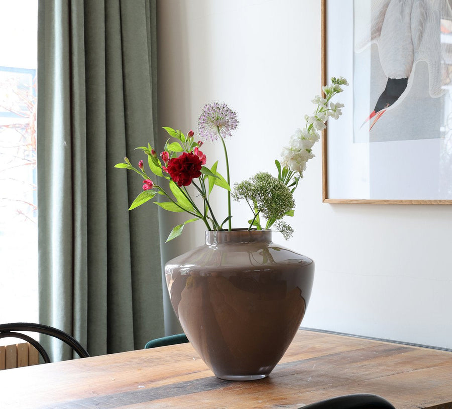 Vaas Kagera Earth – Handgemaakte Mondgeblazen Vaas in Aardetinten – Uniek Design voor Jouw Interieur
