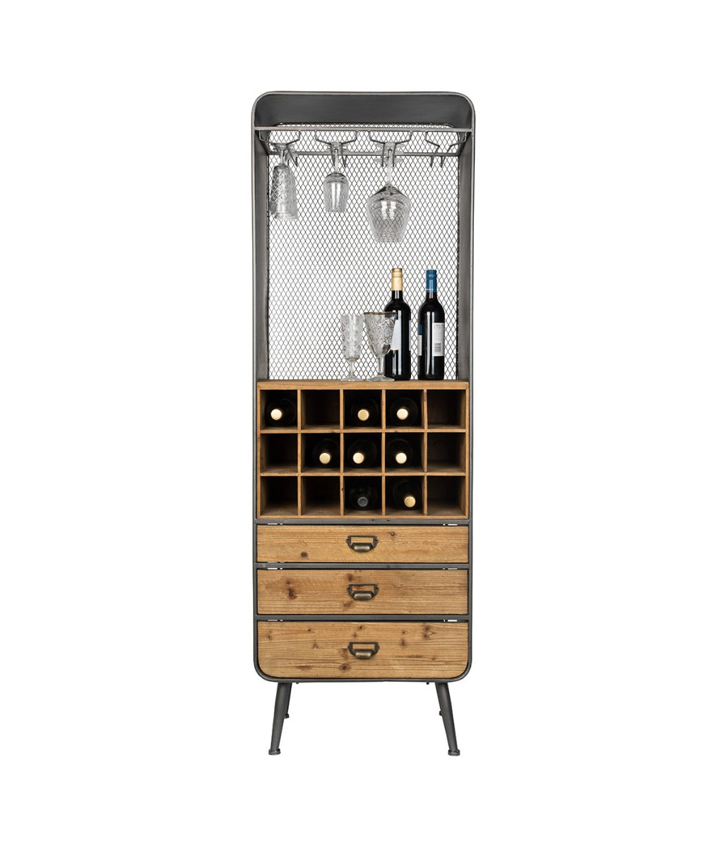 Hoge wijnkast met glazenrek 56 x 170 cm – Dutchbone Vino