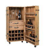 Wijnkast op wielen 50 x 109 cm dennenhout – Dutchbone Lico