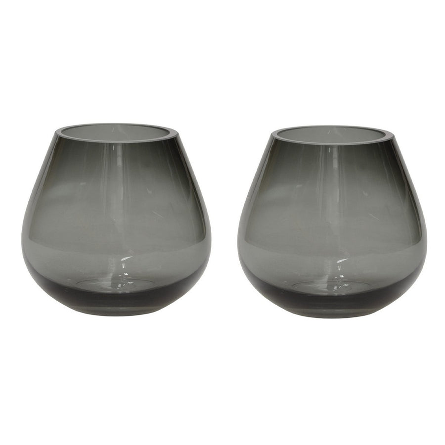 Waxinelichthouder set grijs – Tasman XS van mondgeblazen glas – Set van 2 theelichthouders voor sfeervolle verlichting