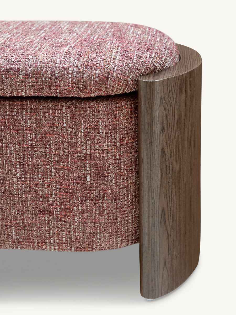Bankje met opbergruimte 126 cm rood zijkant