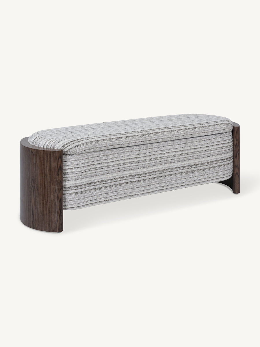 Bankje met opbergruimte 126 cm naturel gestreept