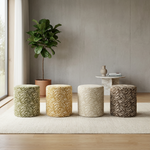 Poef Tigra – polyester & hout groen