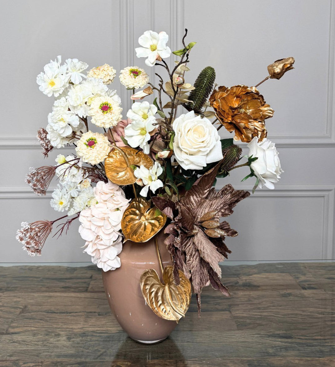Tugela Zandkleur vaas – Beige glazen designvaas Ø24,5 x H29 cm
