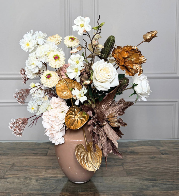 Tugela Zandkleur vaas – Beige glazen designvaas Ø24,5 x H29 cm