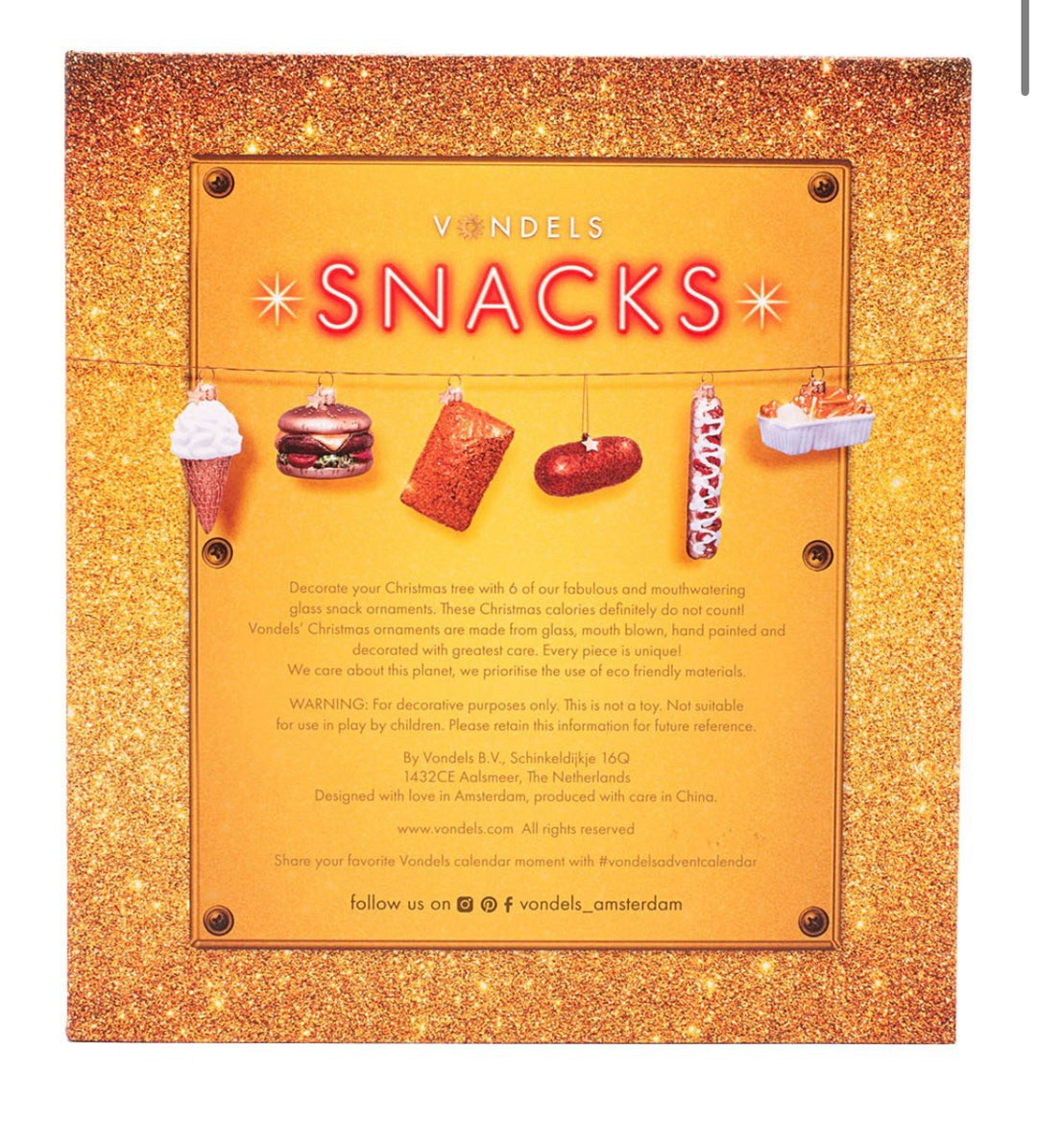 Vondels Snackbox kersthanger set van 6