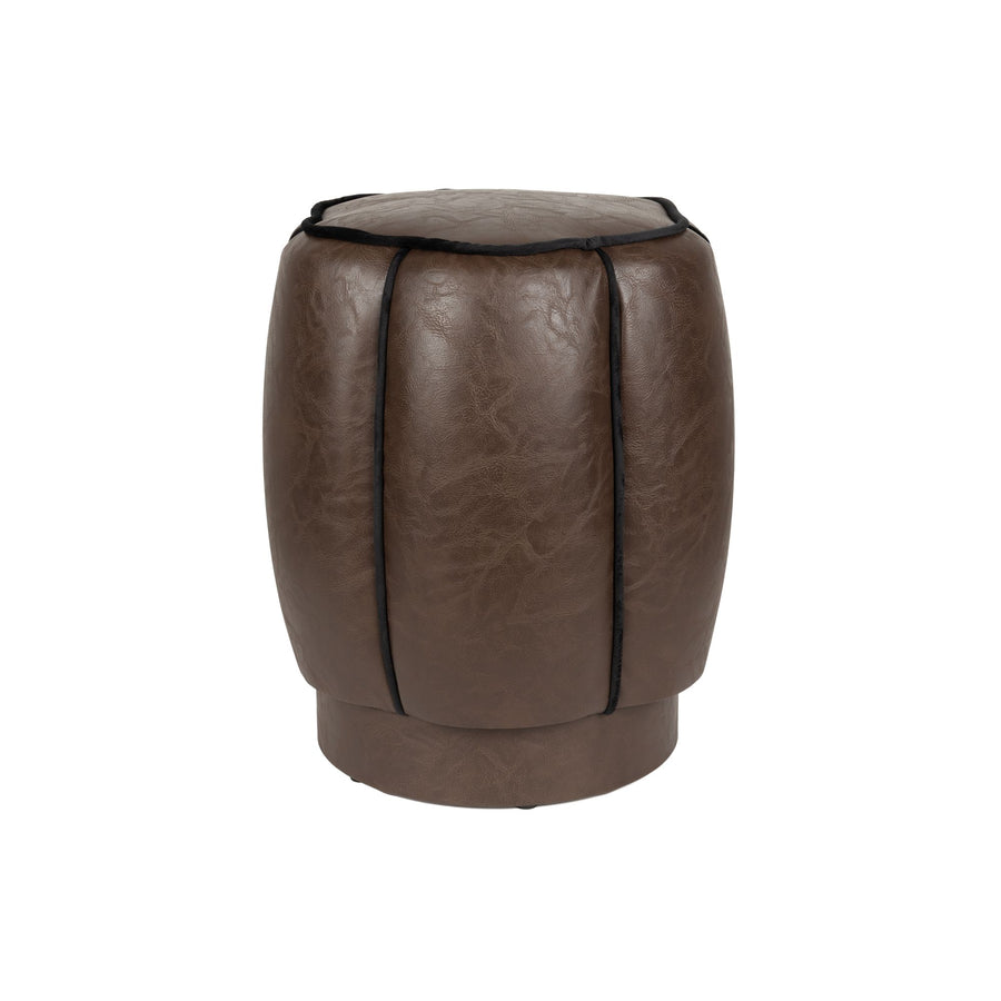 Ronde poef 40 cm leerlook donkerbruin – Dutchbone Donna