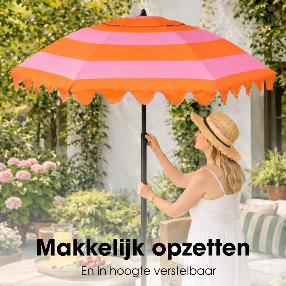 Kantelbare Parasol met Ruches Oranje 195 cm