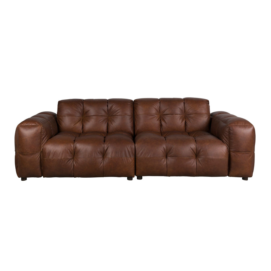 Leren bank 264 cm chocoladebruin wax leer – Dutchbone Hackman