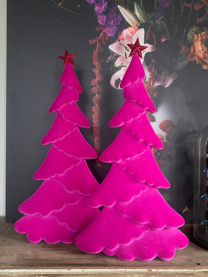 Roze velvet kerstboom 67x34cm