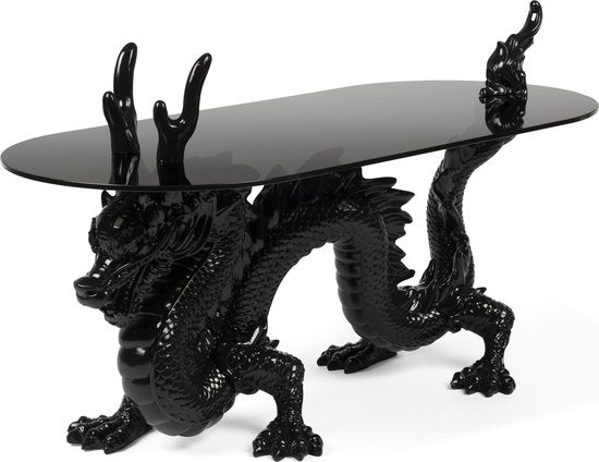 Dragonized Bastard salontafel zwart draak Bold Monkey glazen blad