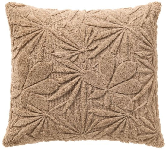 Sierkussen 45x45 cm beige bladmotief sfeerbeeld