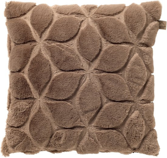 Sierkussen 45x45 cm taupe bloemmotief sfeerbeeld