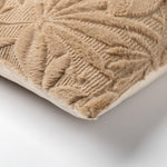Sierkussen 45x45 cm getuft bladmotief beige