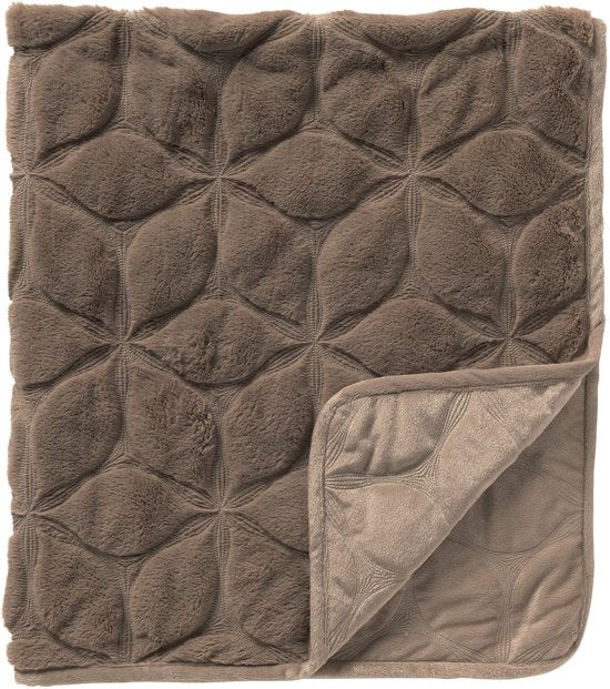 Bedsprei bontlook gewatteerd 240x260 cm taupe bloemmotief